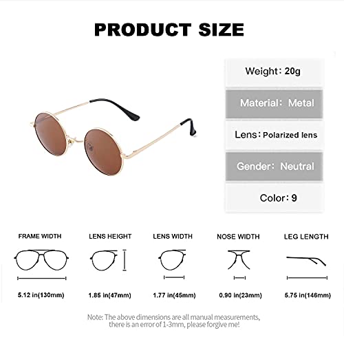 Image of Red Lens Circle Glasses Small Round Polarized Sunglasses for Women Men Retro Hippie Style Circle Sun Glasses