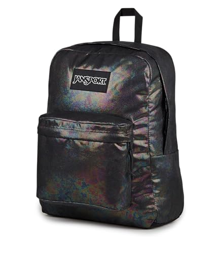 Image of JanSport Superbreak Plus FX Backpack - Work, Travel, or Laptop Bag with Water Bottle Pocket - Oil Slick Black