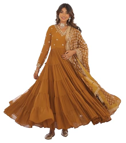 Image of Wedani Georgette Sequins Embroidered Work Anrakali Kurta Set for Women