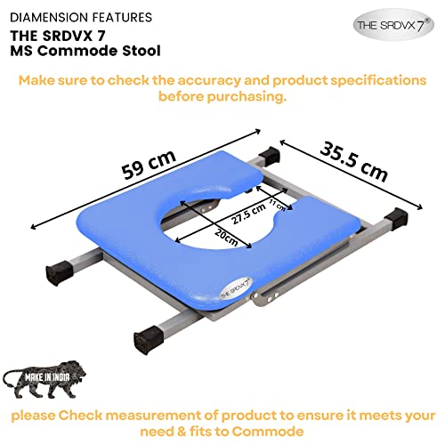 Image of Premium Folding Powder Coated Metal Steel Shower Bathing Room Mobile Commode Stool Indian Toilet Seat for Elderly Disabled man and Pregant Women Support Safe Chair Anti Slip (Blue)