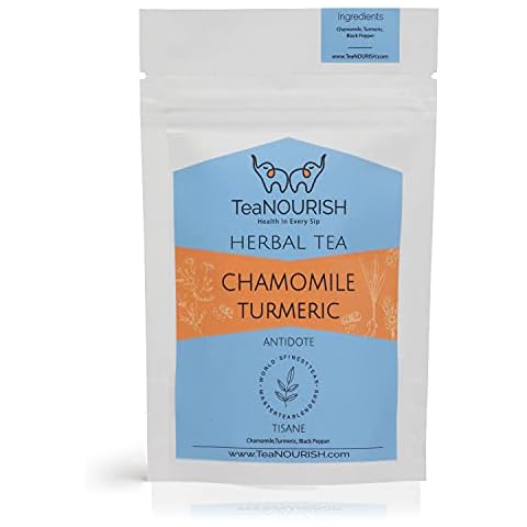 TeaNOURISH Chamomile Turmeric Herbal Tea | Calming and Relaxing Tisane | Chamomile, Turmeric, Black Pepper | Stress Buster | CAFFEINE FREE | 100% NATURAL INGREDIENTS (1.76oz/50gms) Cover