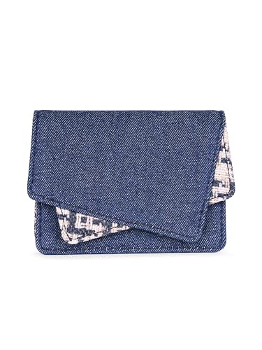 Image of ZOUK Tovi Mini Bag Wallet | Stylish Vegan Denim Crossbody Wallet for Women with Card Slots & Water-Resistant Lining | Handcrafted Small Sling Bag with Silver Chain Strap | Carter Checks