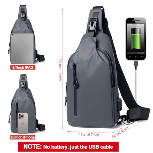 Jupsk Sling Bag Crossbody Backpack Shoulder Bag for Men,Waterproof Sling Chest Bag with USB Charging Port,Lightweight Sling Rucksack Bag,Multipurpose Casual Sling Bags for Sports Outdoor Traveling - Image 2