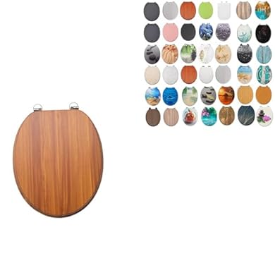 Sedile WC universale regolabile da 45,7 cm in MDF, si adatta alla maggior parte dei servizi igienici, ovale, standard in legno MDF, sedile WC + accessori (marrone scuro antico): vedi il prezzo e le caratteristiche Foto di Sedile WC universale regolabile da 45,7 cm in MDF, si adatta alla maggior parte dei servizi igienici, ovale, standard in legno MDF, sedile WC + accessori (marrone scuro antico)