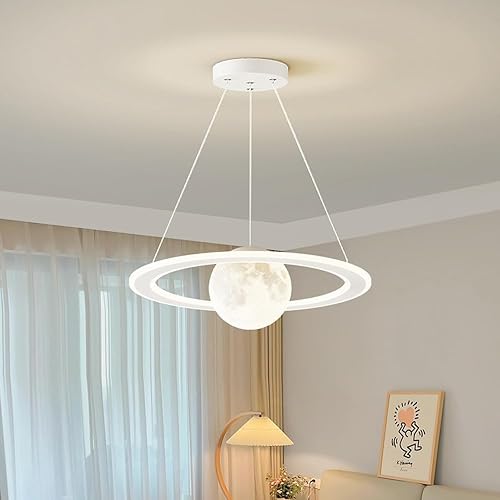 Plafond contemporain suspendu LED 50W au design d'anneau blanc épuré