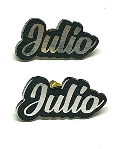 Personalized Custom Black and Silver Posts Studs Earrings Name Plate Laser Cut Design Stunning - Quality, Attractive Fashion Earrings, Made To Order, Any Name or Word - 1 INCH Size, Post Earrings Design3