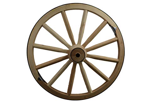 Amish Wares Decorative - Wood Wagon Wheel - 24 Inch x 2 Inch Steam Bent Hickory Wagon Wheel with Wooden hub