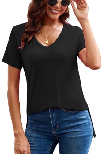 Herou Women's Casual Short Sleeve Long T-Shirt Tunic Tops with Side Split