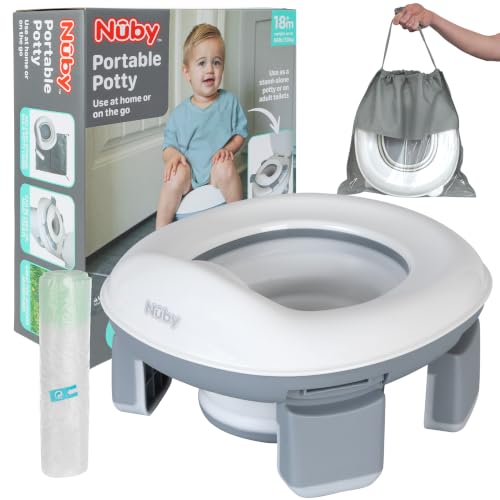 Nuby On-the-Go Portable Potty Seat - Collapsible Travel Toilet Seat for Boys and Girls 18+ Months -