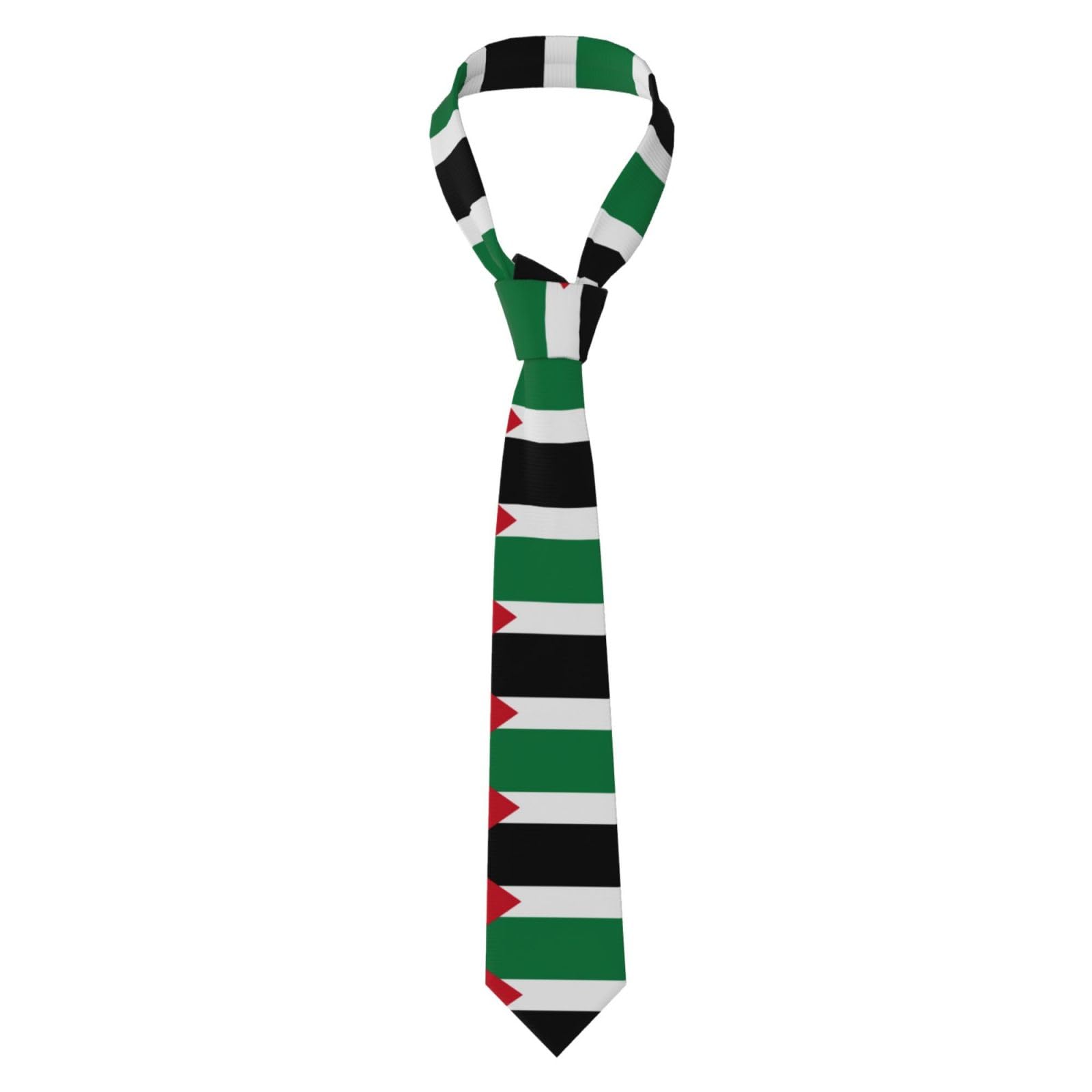 Vvxbhgr Men's Black Necktie Flag Of The State Of Palestine Prints Soft & Comfortable, Non-Deforming, Fade-Resistant, Durable With Excellent Verticality