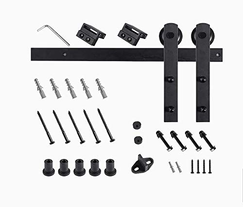 78-in Matte Black Interior Straight Soft Close Barn Door Kit