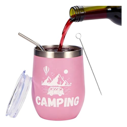 Camping Zubehör Tasse, Camping Gadgets, Campingkaffeebecher 350ml, Campinggeschenke, Campingzubehör für Wohnmobil, Wohnmobil Geschenk für Campings, Campingbecher Edelstahl