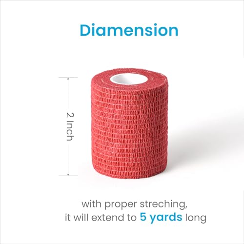 Image of WePet Pet Wrap, Self-Adhesive, Only Sticks to Itself, Non-Woven Tape for Dog Legs, Paws, Wounds, First Aid Cohesive Gauze for Horse, Cat, Bird, Animal, 6 Rolls, 2 Inch, Solid Color A