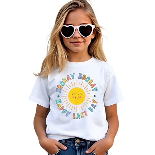 Image of BOUTIKOME Happy Last Day of School Shirt for Girls Kid End of School T-Shirt Student Graduation Gift Summer Tees Tops