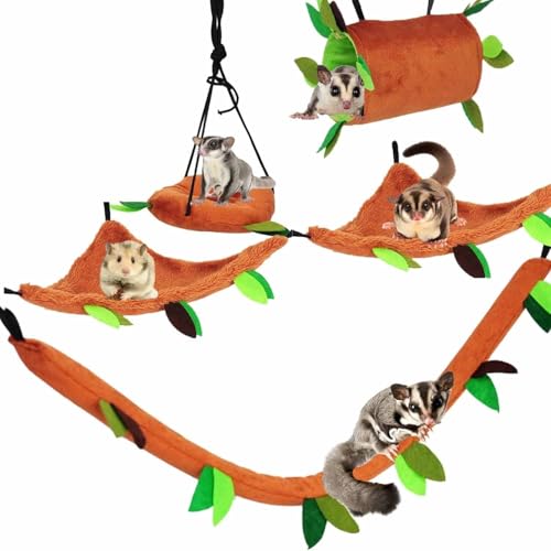 Norhogo 5-Teiliges Kleintiere Dschungel hängen Käfig Spielzeug Hängematte, Haustier Hängematte...