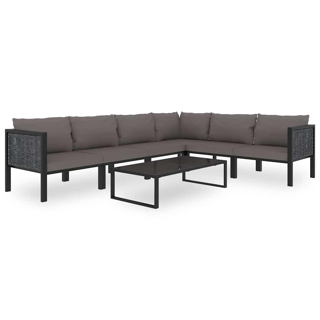 Divano lounge resistente alle intemperie per interni ed esterni, elemento angolare per divano modulare da esterni, in polyrattan, con cuscino confortevole e bracciolo sinistro in antracite