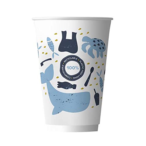 Copas acuosas de doble pared compostables de 340 ml, caja de 500 unidades