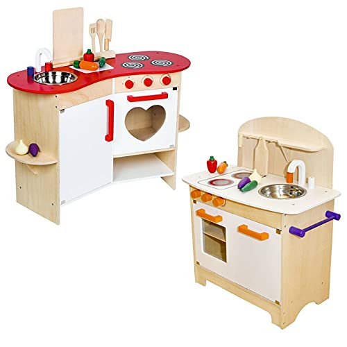DXXWANG Kinderküche aus Holz Spielküche Küche Kinder Spielzeug Holzküche inkl. Zubehör (Color : Große Spielküche) – Bild 3
