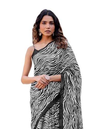 Image of SIRIL Women's Cotton Printed Saree with Unstitched Blouse Piece