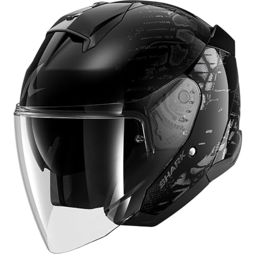 Casque jet Shark Skwal Jet Reptaia KAA noir anthracite protection moto XS