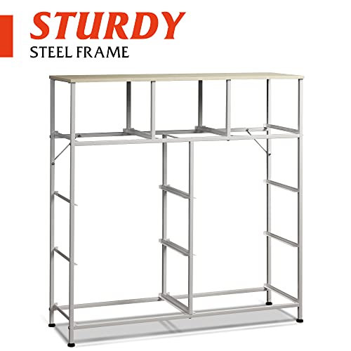 Wlive 9-Drawer Dresser, Fabric Storage Tower For Bedroom, Hallway, Nursery, Closets, Tall Chest Organizer Unit With Textured Print Fabric Bins, Steel Frame, Wood Top, Easy Pull Handle, Light Grey #TOP7