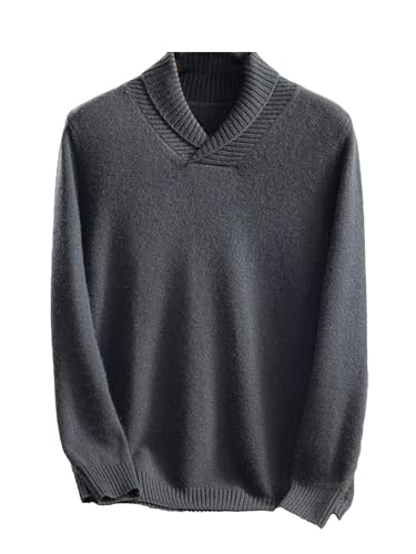 Men Cashmere Sweater Lapel Casual Pullover Autumn Winter Thick Long Sleeve Cashmere Knitwear Tops