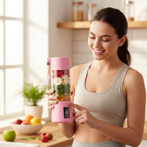 Image of 6 Blade Portable Electric Mini USB Bottle Juicer Blender, Rechargeable Hand Juicer, Fruit Juice Maker Portable Blender For Smoothie And Juices