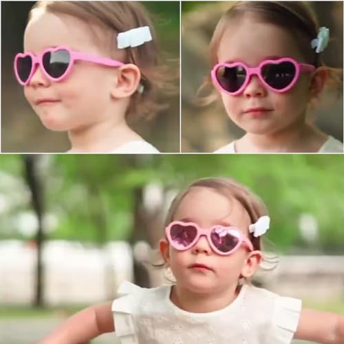 Baby Sunglasses Flexible Polarized Heart Shaped Sunglasses with Strap for Toddler Newborn Infant Ages 0-24 Months3
