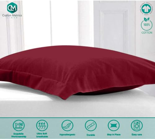 Cotton-Metrics-Heavy-Quality-European-Square-Pillow-Shams-Set-of-2-Burgundy-600TC-100-Organic-Cotton-Euro-Pillow-Shams-26×26-Pillow-Cover-Cushion-Cover-Euro-Size-Euro-26×26-Burgundy Cotton Metrics Heavy Quality European Square Pillow Shams Set of 2 Burgundy 600TC 100 Organic Cotton Euro Pillow Shams 26×26 Pillow Cover Cushion Cover Euro Size Euro 26×26 Burgundy