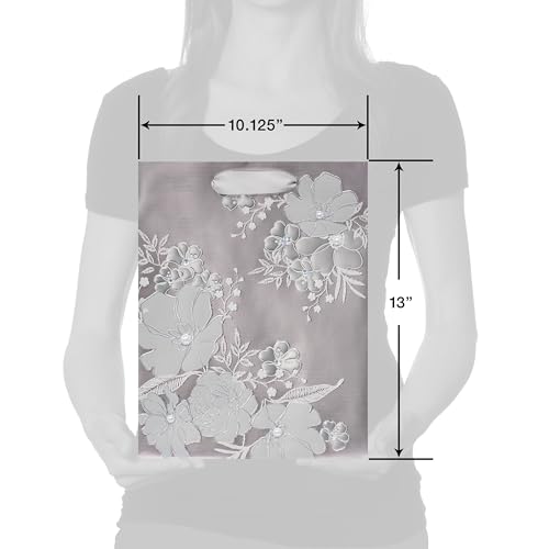 Image of Papyrus 13 inch Large Gift Bag (Floral Lace) for Weddings, Bridal Showers, Engagement, Anniversaries and All Occasions (1 Bag)