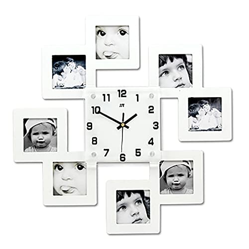 XGJMY Personalized Photo Frame Wall Clock, Creative Silent Wall Clock, Suitable for Living Room, Bedroom, Office, 45X45cm,White
