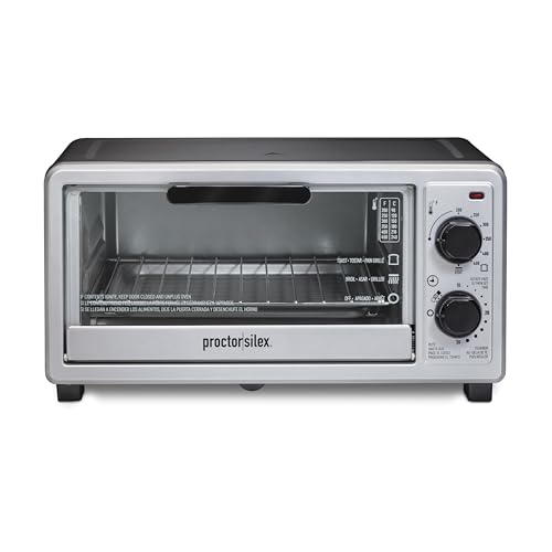 Comparison: Best Toaster Oven For Seniors 10 Proctor Silex 4 Slice Countertop Toaster Oven, Multi-Function with Bake, Toast and Broiler, 1100 Watts, 30 min timer and auto-shutoff, Includes Backing Pan and Rack, Black and Silver (31260)