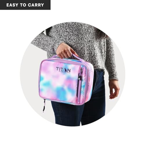 Image of Titan by Arctic Zone Fridge Cold Lunch Box with 2 Gel Ice Packs, Small Insulated Cooler Bag with Leak Proof Lining for School and Work, Cotton Candy