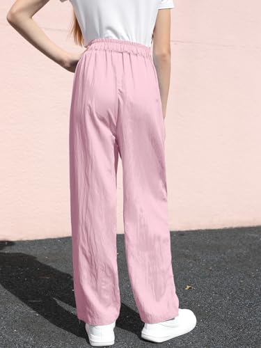 Image of SANGTREE Girls & Woman Wide Leg Pants Lightweight Casual Elastic High Waist Straight Leg Loose Trousers,4 Years - Woman 2XL