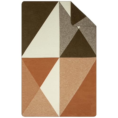 Ibena Lota Decke 140x200 cm - Bio Baumwolldecke, Made in Germany, warm & weich, Kuscheldecke braun orange mit Rautenmuster