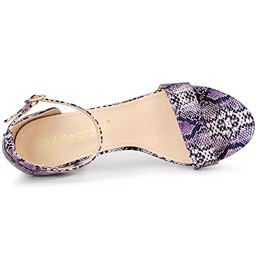 Allegra K Women's Snakeskin Heels Chunky Heels Ankle Strap Sandals4