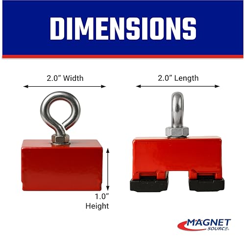 Master Magnetics Ceramic Fishing Magnet with Eyebolt - Heavy-Duty Strong Retrieval Magnet - Magnetic Pickup Tool - 100 lb Pull Force - 2" L x 2" W x 1" H - Image 2