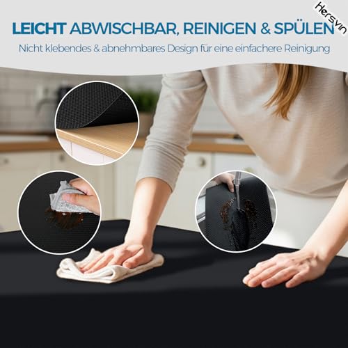 Hersvin Schubladenmatte 50cmx600cm Schubladeneinlage Eva Schrankpapier Nicht Klebende Wasserfest Unterlage Teppich für Küchenschränke Regalschrank (Schwarz Punkt)