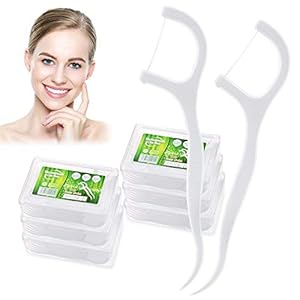 Czemo Czemo Tandzijde 300 stks Pre-Cut Tandzijde Stick Interdentale Borstel Dagelijks Schoon Floss Picks Tandenstokers, 6 Pack