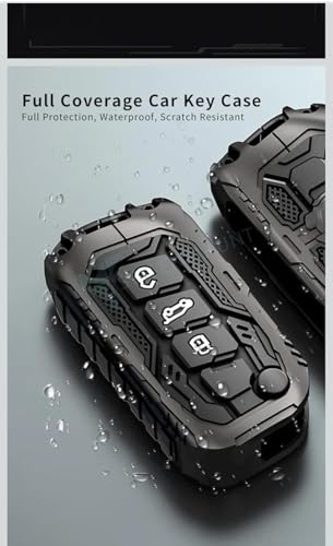 Image of Metal Black Car Key Protective Shockproof Cover /Case and Keychain Compatible with Xuv 700, Scorpio-N, Thar, Thar Roxx, Xuv 3XO,Bolero (3-Button Flip Key)