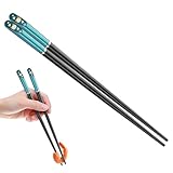 5 pares de palillos de fibra de vidrio, tamaño de 19 y 24 cm, reutilizables, antideslizantes, ligeros, palillos chinos japoneses, aptos para lavavajillas (tamaño infantil, azul)