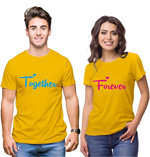 Image of Hangout Hub Hangout-Hub-NP18 Men's & Women's Round Neck T-Shirt-Together Forever | Always Protec Trust King Queen-Pack of 2-Couple T-Shirts