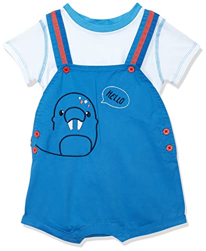 Image of miniklub Infant Boys Blue & White Solid Dungaree Set