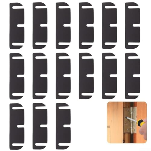 Lot de 15 cales de charnière de porte pour alignement de porte intérieure, entretoises de charnière en PVC découpables, 8,9 cm, remplisseurs d'espace noirs pour réparer les portes collantes et les