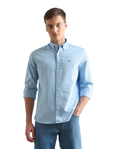 Image of Arrow Sport Men Slim fit Cotton Solid Long Sleeves Button-Down Collar Shirt