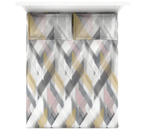 Image of DDECOR - Atlas Abstract 144 TC Double Bedsheet Set with Two Pillow Covers - Grey