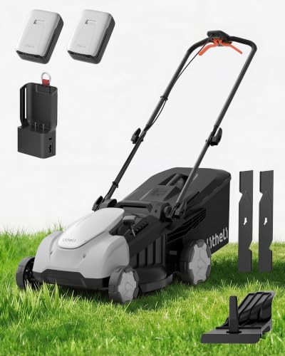 Image of Litheli 18 inch Self-Propelled Lawn Mower Electric, 2 x 5.0Ah Cordless Push Mower
