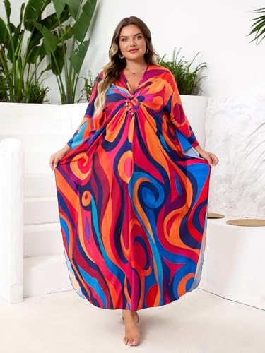 Image of Kaftan Dress for Women - Plus Size Caftan Maxi Beach Dress Moo Moos Loungewear, Swimsuit Cover Up for Beach, Pool or Vacation
