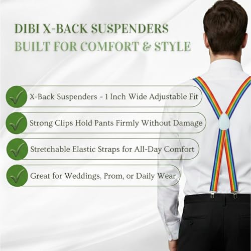 Image of Dibi Suspenders for Men - Adjustable X back Suspender with 4 Strong Clips