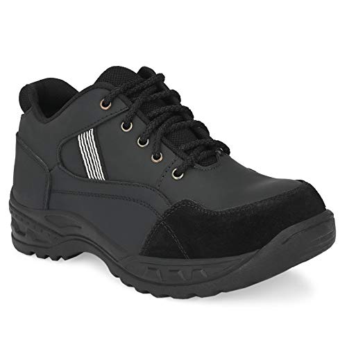 OzarroBlack Genuine Leather Steel Toe Safety Shoe (S4424)